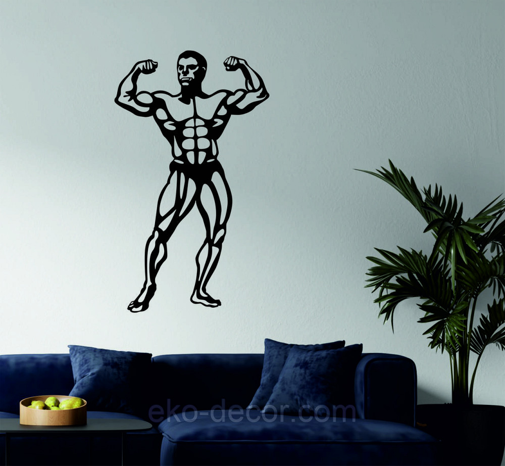 Декоративне настінне Панно «Бодібілдер», Декор на стіну 70*41 см, Чорний Київ - фото 1