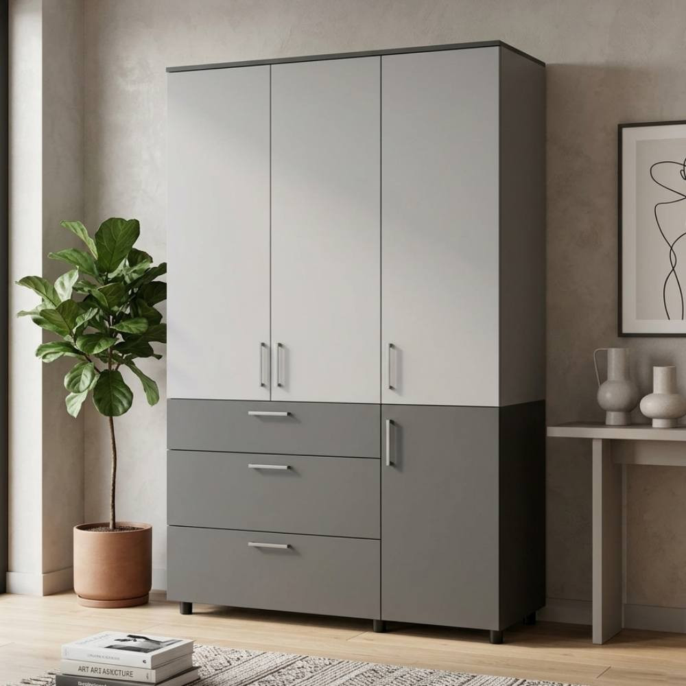 Шафа для одягу Doros Торн Антрацит/Сірий 3 ДСП/3Ш (полиці) 135х51.6х200 (DRS-012036) Львів - фото 1