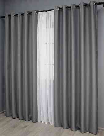 Комплект штор на люверсах VR-Textil Bagema Rvs № 1244ш Сірий 150х250 см 2 шт (37-0017) Київ