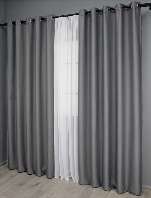 Комплект штор на люверсах VR-Textil Bagema Rvs № 1244ш Сірий 150х250 см 2 шт (37-0017) Київ - фото 5