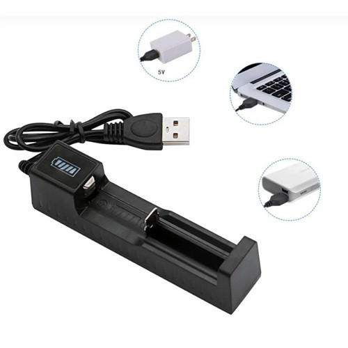 Зарядное устройство USB черное для аккумуляторов 18650, CR123A и других литий-ионных элементов питания Киев - изображение 7