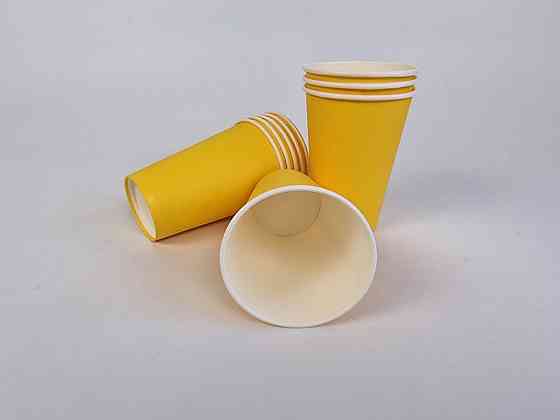 Склянки паперові одноразові 340 мл "ЖІЛТИЙ/БІЛИЙ" (50 шт.) Харків