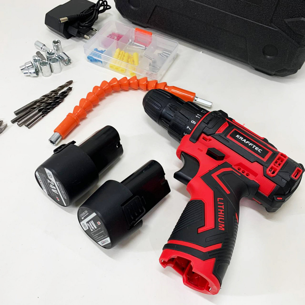 Магазинный аккумуляторный шуруповерт KRAFFTEC 24V, Шуруповерт на аккумуляторе с насадками SH-97 Львов - изображение 15