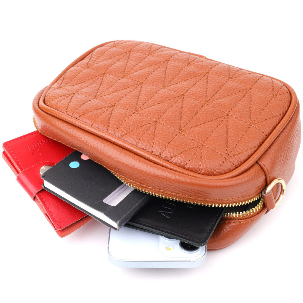 Стьобана сумка для жінок з натуральної шкіри Vintage 22899 Рудий Київ - фото 9