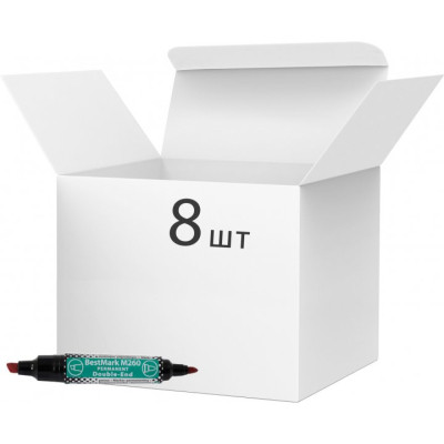 Маркер Stanger водостойкий, двусторонний, 1-4 мм и 1 мм, красный 8 шт (MARKER-PER-STM260R-8) Винница - изображение 1