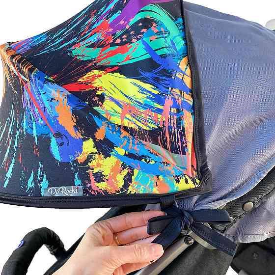 Козырек двойной солнцезащитный на коляску и автокресло Краски Twin Shade DoRechi Черный + Желтый Кривой Рог