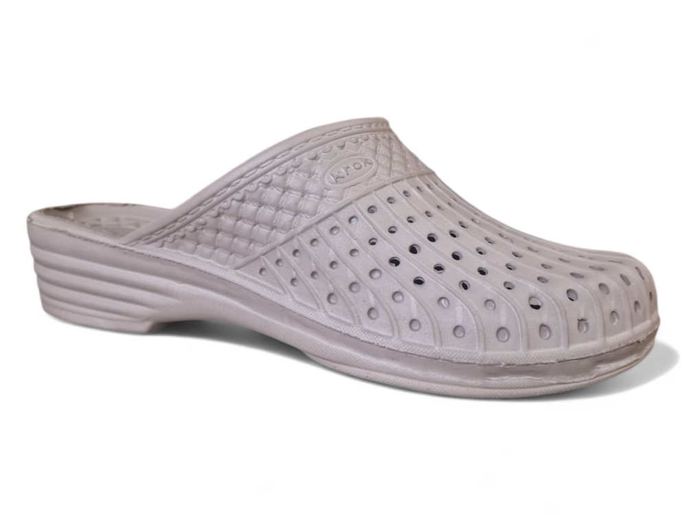 Жіночі шльопанці закритий шкарпетка танкетка бежеві перфорацією дірочками дихаючі миючі тапочки піна Одеса - фото 2