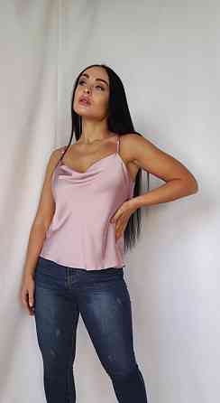 Базовая шелковая майка женская хомут Пудровый 4XL Харьков
