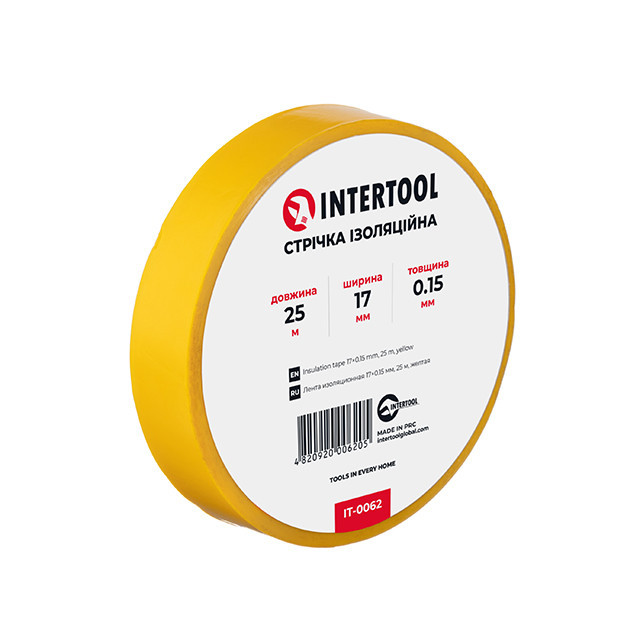 Стрічка ізоляційна 0.15мм*17мм*25м жовта INTERTOOL IT-0062 Киев - изображение 1