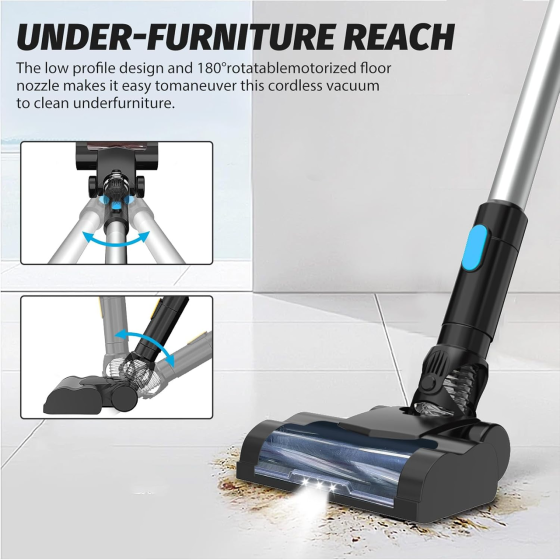 Аккумуляторный пылесос Psogpone 550W 45000Па для Makita 18V: 6-в-1, HEPA, 2 АКБ 5.5Ач, LED-щетка, Velvet Black Киев