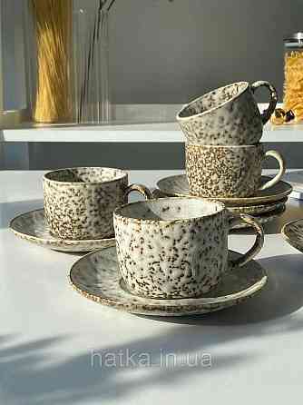 Набір кавовий 6 чашок/6 блюдець Olens "Нормандія" 190 мл кераміка 102-0388 для дому та ресторану Київ