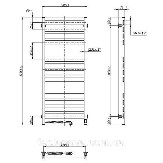 Сушарка для рушників Largo 500х1200 Sensor ліва з таймером, білий оксамит Чернівці