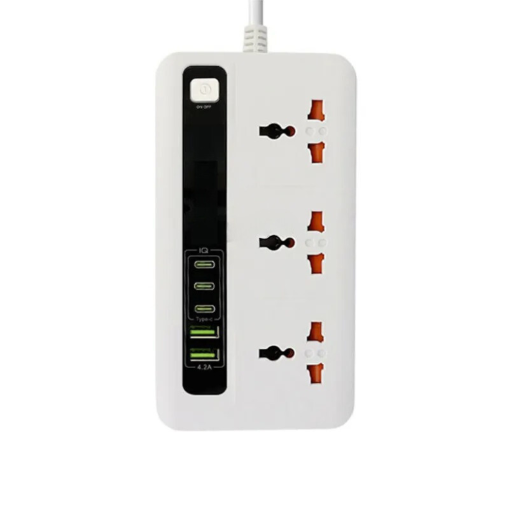 Мережевий фільтр BKL-04 10А 250V +3 Tupe-C + 4 USB-A зі швидкою зарядкою на 3 розетки, білий Кам'янець-Подільський - фото 1