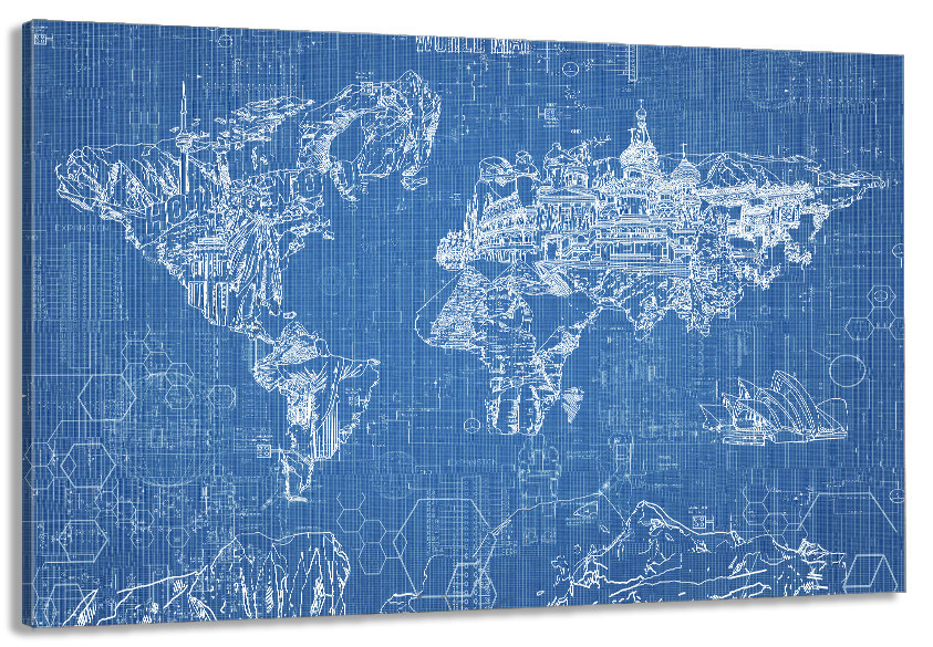 Картина полотно у вітальню / спальню      Мапа світу      MLP_250 ( 60х30см ) 80x120 см Київ - фото 1