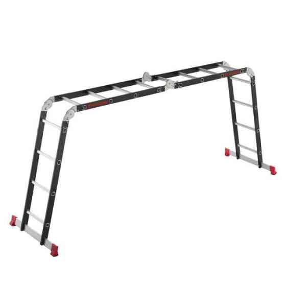 Драбина багатофункціональна трансформер, 4×4 сходинки, сталевий профіль, 4,45 м, 150 кг INTERTOOL LT-0024 Київ