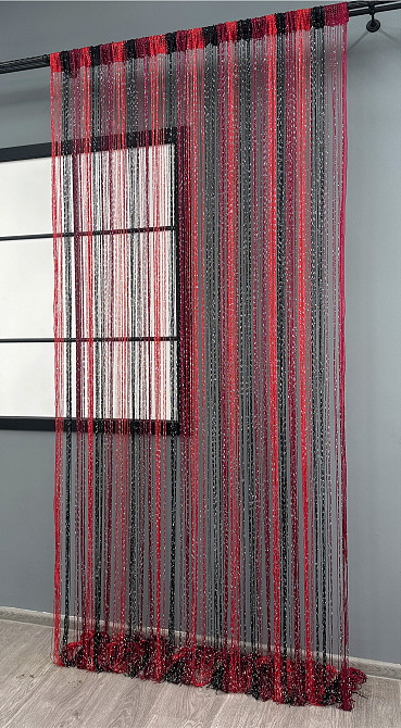 Шторы-нити с люрексом Красный с черным и бордовым 300х300см 1 шт (61-108) Киев - изображение 4