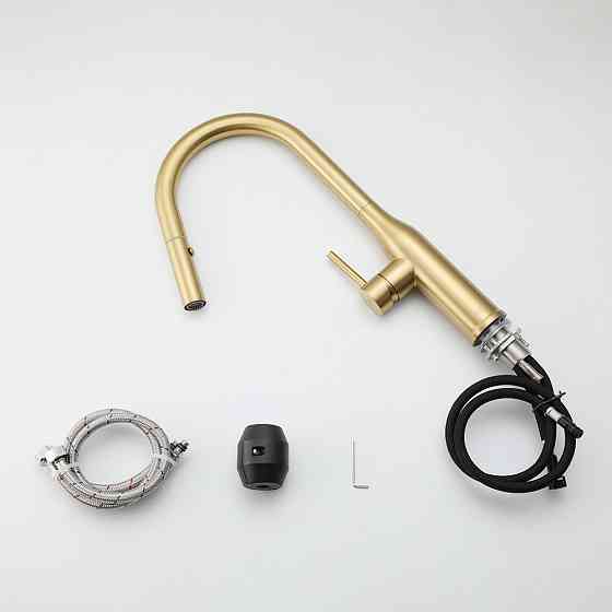 Смеситель для кухни GAPPO G4398-43 с выдвижным изливом, золото сатин Киев