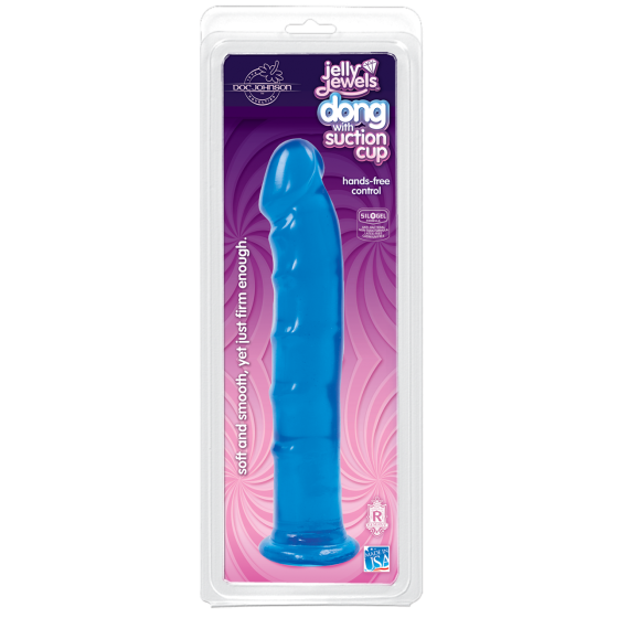 Фаллоимитатор Doc Johnson Jelly Jewels Dong & Suction Cup Blue, диаметр 3,6см, антибактериальный ПВХ Sex Aura Киев