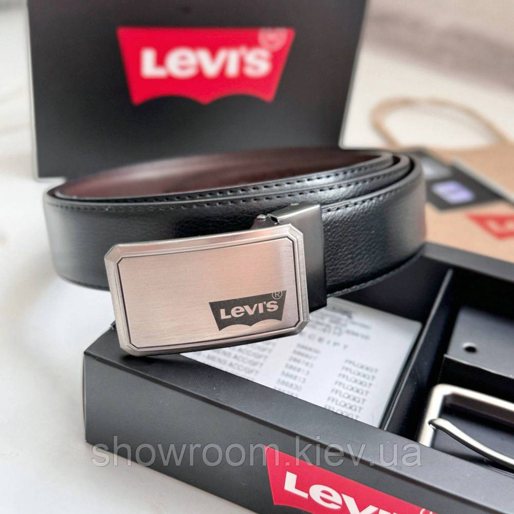 Двосторонній ремінь із двома пряжками в подарунковій упаковці Levis (516) Київ - фото 3
