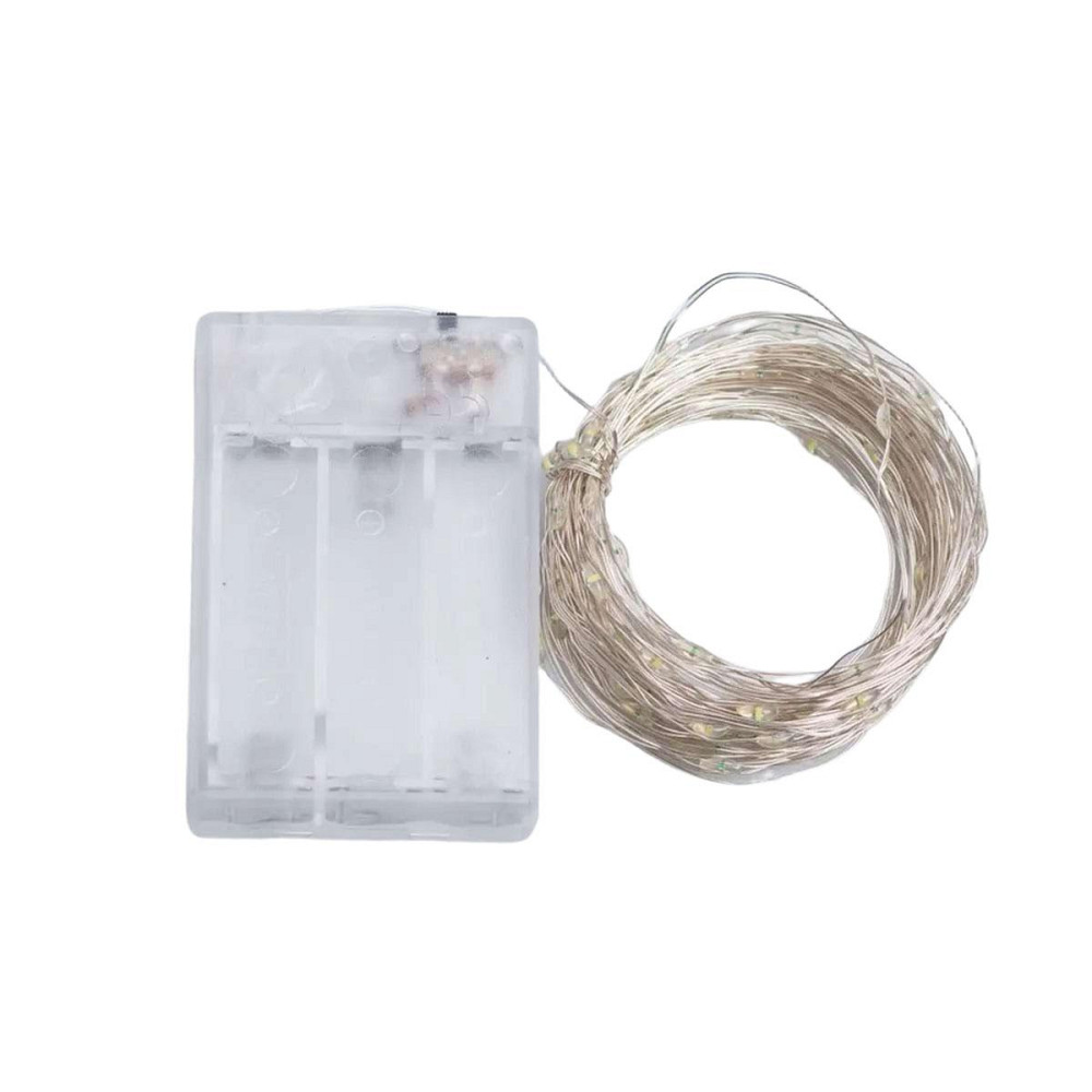 Гирлянда роса 10 метров капля на батарейках на 100 led белый провод желтая 100L10MWY Киев - изображение 9