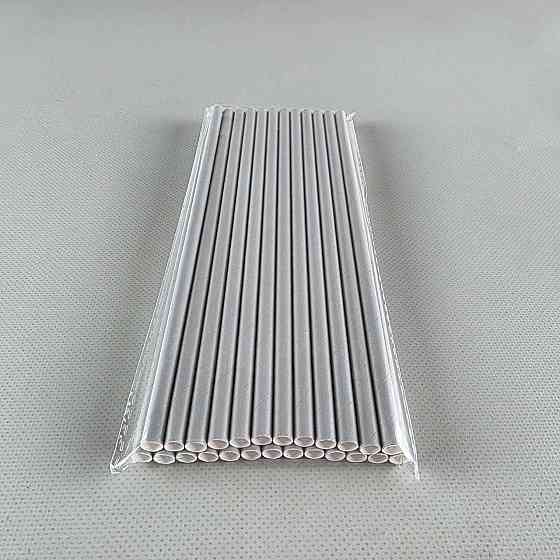 Соломка трубочка паперова Ø 5 мм 20 см Срібляста, 25 шт. (1 пачка) Харків