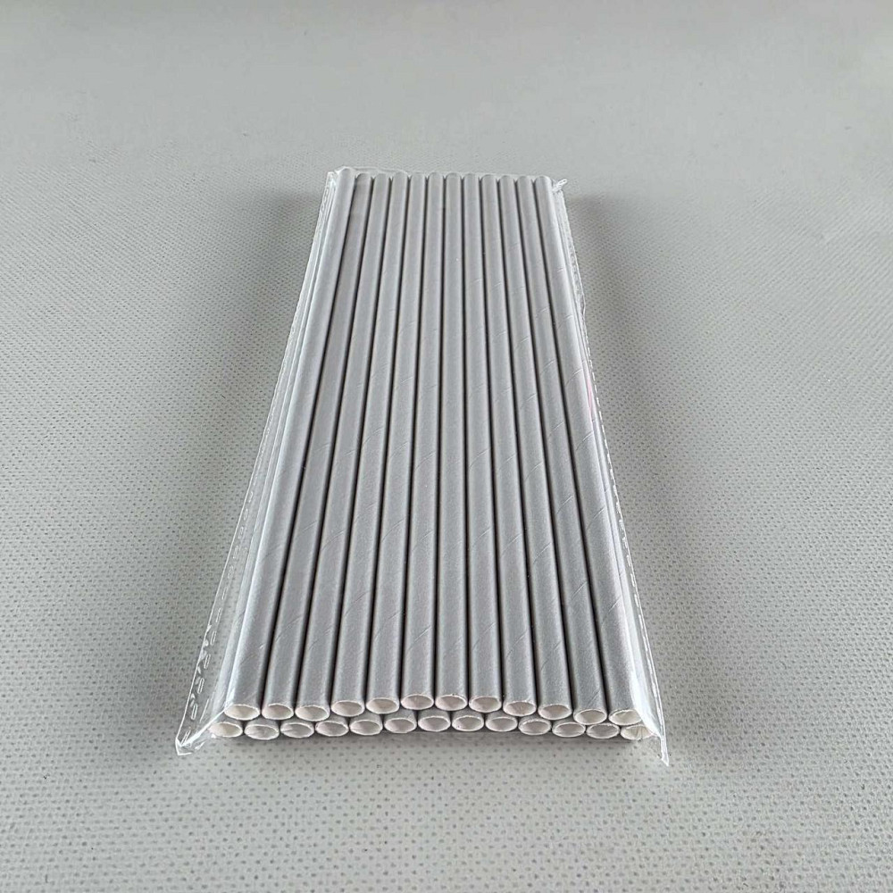 Соломка трубочка паперова Ø 5 мм 20 см Срібляста, 25 шт. (1 пачка) Харків - фото 2