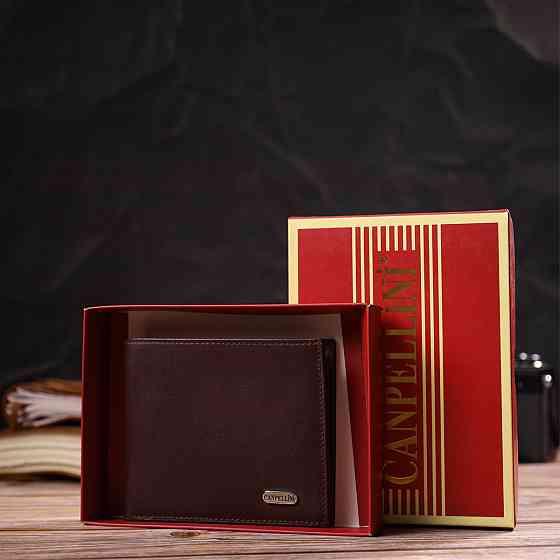 Оригинальное мужское портмоне из натуральной гладкой кожи CANPELLINI 21782 Темно коричневое Киев