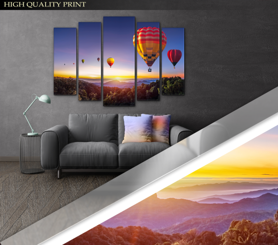 Модульна картина у вітальню / спальню Повітряні кулі Art-395_5 ( 80х118см ) Київ