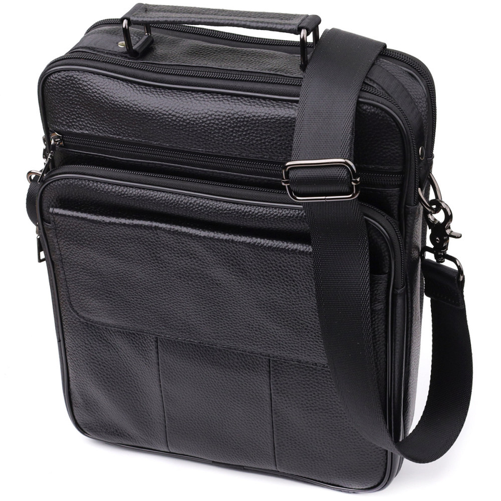 Вместительная мужская сумка с ручкой для переноса в руке из натуральной кожи Черный (Vintage) Киев - изображение 11