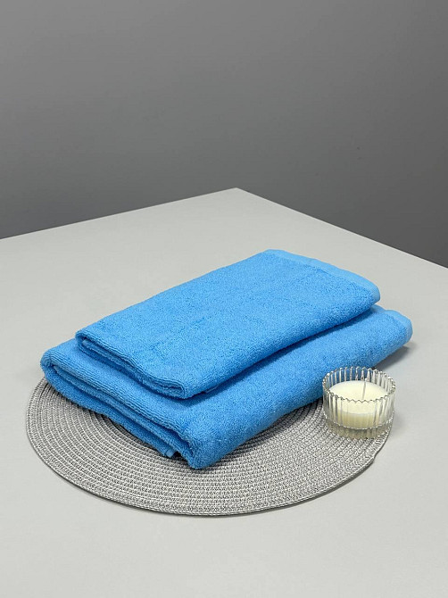 Рушник махровий Ideal Textile 50х90 см однотонний 400 г/м2 (56860342) Блакитний Чернівці - фото 2