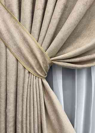 Комплект готових штор VR-Textil Шеніл преміум VELMIRA Rich № 1926ш Бежевий 150х290 см 2 шт (33-0992 Київ