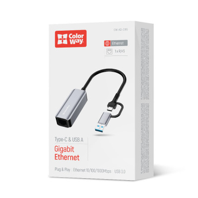 Адаптер USB-C + USB A to RJ45 Ethernet 1000Mbps ColorWay (CW-AD-CRG) Винница - изображение 11