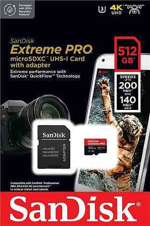 Картка пам'яті MicroSDXC 512 GB UHS-I U3 R200/W140MB/s SanDisk Extreme Pro V30 + SD-адаптер (SDSQXCD-512G-GN6MA) ( 19299 ) Харків