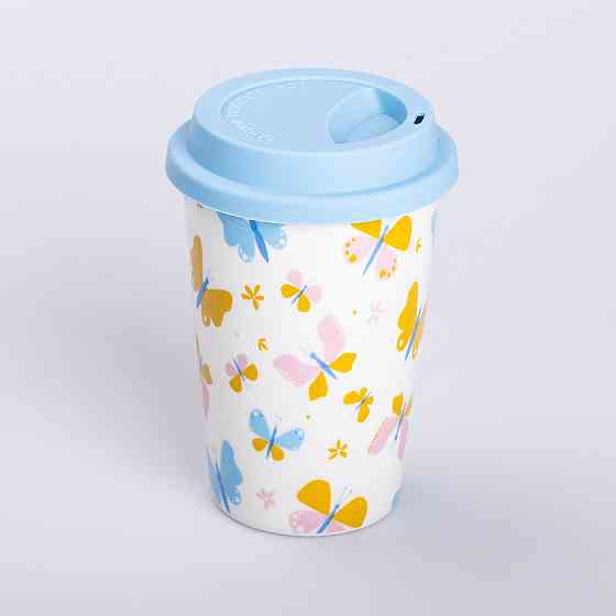 Liling Rongxiang Ceramic порцелянаовий стакан із силіконовою кришкою та отвором для трубочки 42 Киев