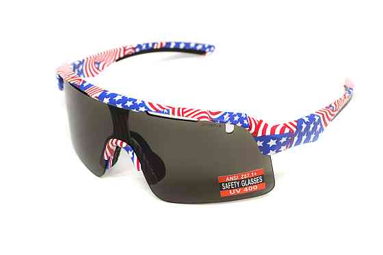 Окуляри захисні Global Vision Holeshot USA Flag (gray), сірі в оправі прапор США Запоріжжя