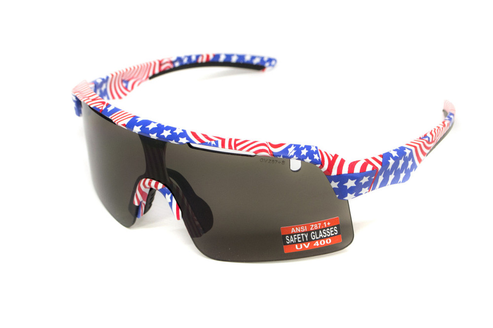 Окуляри захисні Global Vision Holeshot USA Flag (gray), сірі в оправі прапор США Запоріжжя - фото 4