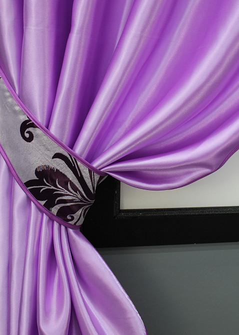 Кухонні штори VR-Textil № 073к з ламбрекеном і підхватами бузковий з фіолетовим 250х170 см (52-0955) Київ - фото 3