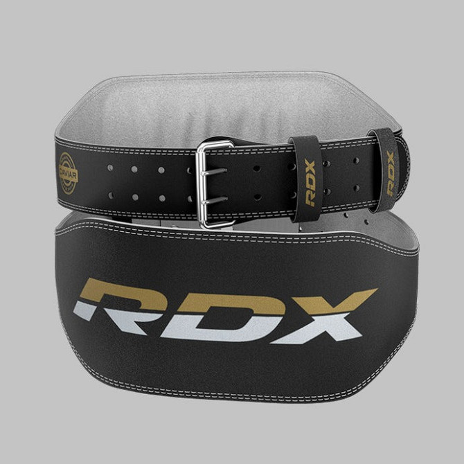 Пояс для важкої атлетики RDX 6 шкіряний Black Gold M Каменское - изображение 8