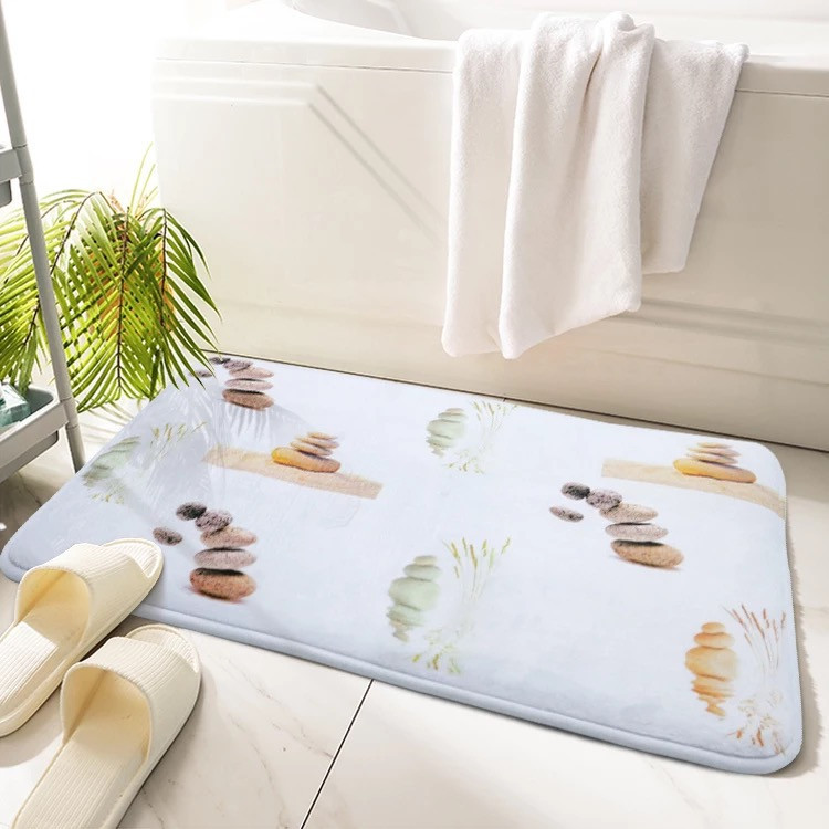 Коврик тканевый для ванной комнаты и душа Bathlux прорезиненный, с нескользящим покрытием, цветной с рисунком Каменец-Подольский - изображение 5