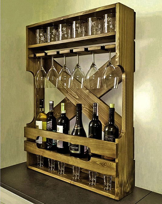 Настінна винна полиця "Асахі" палісандр Миколаїв - фото 1