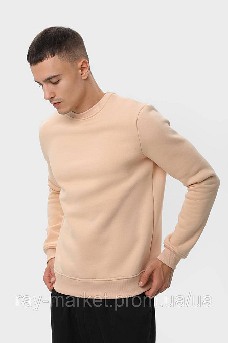 Світшот чоловічий базовий утеплений RAY BASIC бежевий (U0301M-Cream) XXL,  Осінь/зима, Тринитка з начосом (на флісі) Київ - фото 2