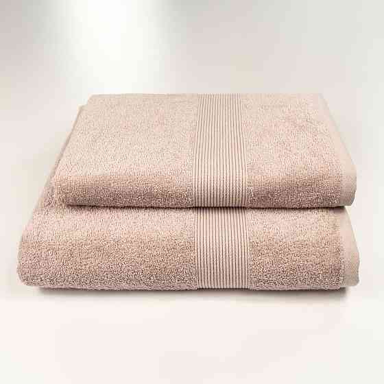 Комплект махровых полотенец с бордюром 2шт GM Textile 50х90см, 70х140см 400г/м2 (Капучино) Сумы