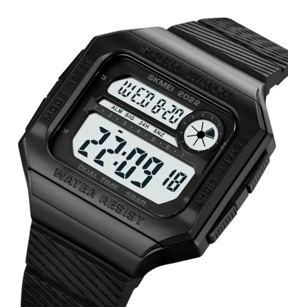 Годинник чоловічий спортивний наручний Skmei 2022 (Чорний з білим циферблатом) Київ