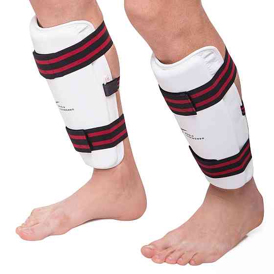 Защита голени для тхэквондо WTF BO-4081 размер S-XL белый Защита для боевых искусств Киев