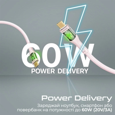 Дата кабель USB-C to USB-C transline-cc200.pink Promate (transline-cc200.pink) Вінниця - фото 3