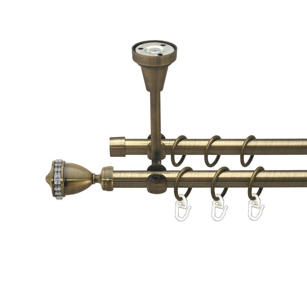 Карниз Orvit Етернія металевий дворядний відкритий до стелі гладка труба кільце металеве Антик 16\16 мм 300 см (00-00016894) Львів - фото 1