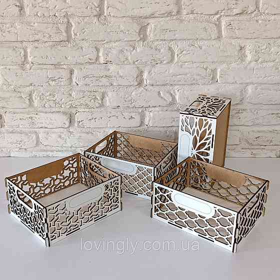 Набір з чотирьох декоративних корзинок для зберігання. Ірпінь