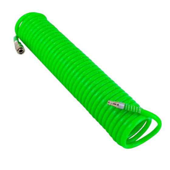 Шланг спіральний ПОВІТРЯНИЙ поліуретан 12х8,0 мм (зелен.) зі швидкозніманням 10м Rock FORCE Мукачево