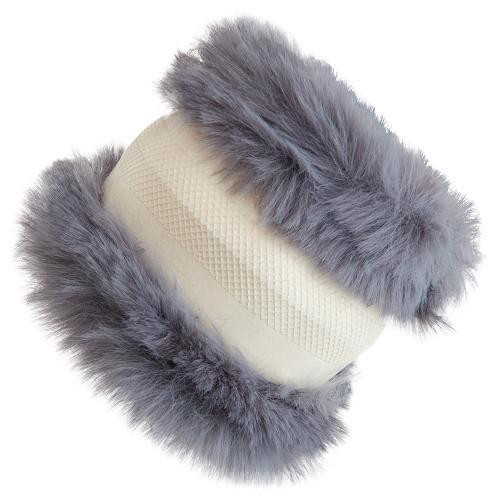 Автомобільний чохол на кермо VLOD-24FA6 сірий з мехом Харків - фото 8