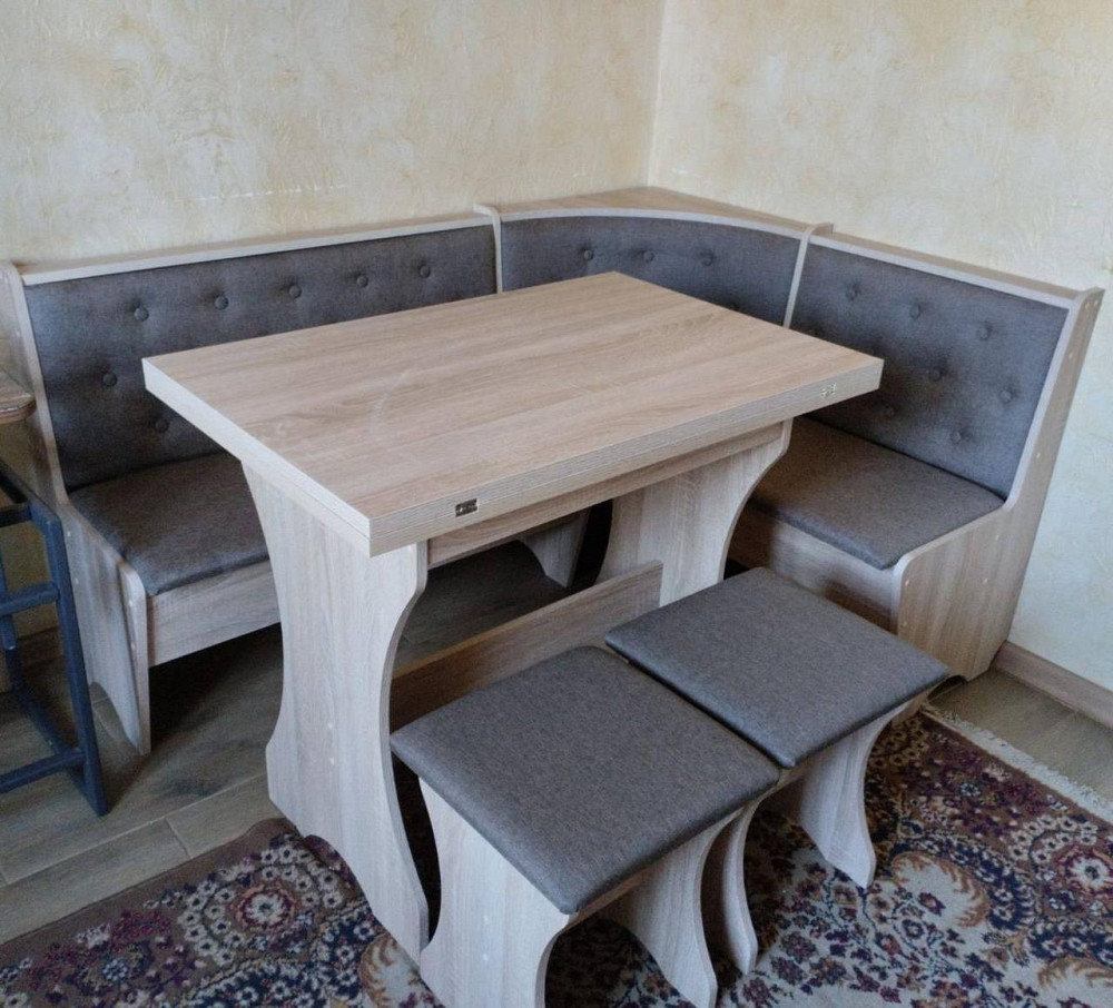 Уголок кухонный со столом и 2 табурета 114х154 см Семейный / Дуб Самоа Львов - изображение 4